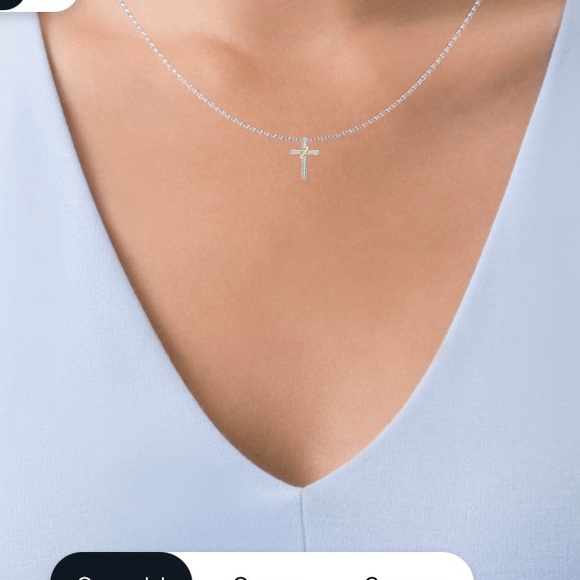 Diamond Accent Wrap Cross Pendent In 10k Two-Tone Gold - Picture 2 of 6